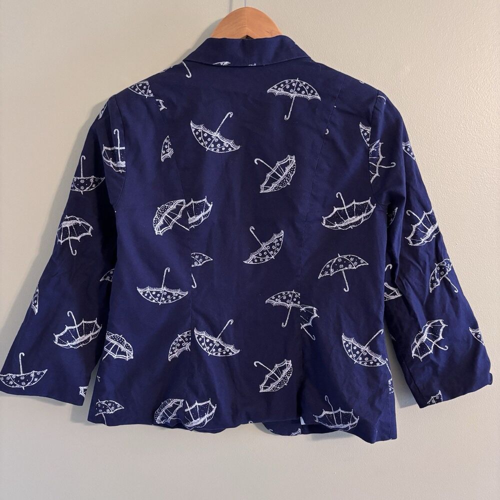 Womens Modcloth Snappy Studies Blazer Jacket Umbrellas Retro Whimsical Playful - Picture 4 of 11